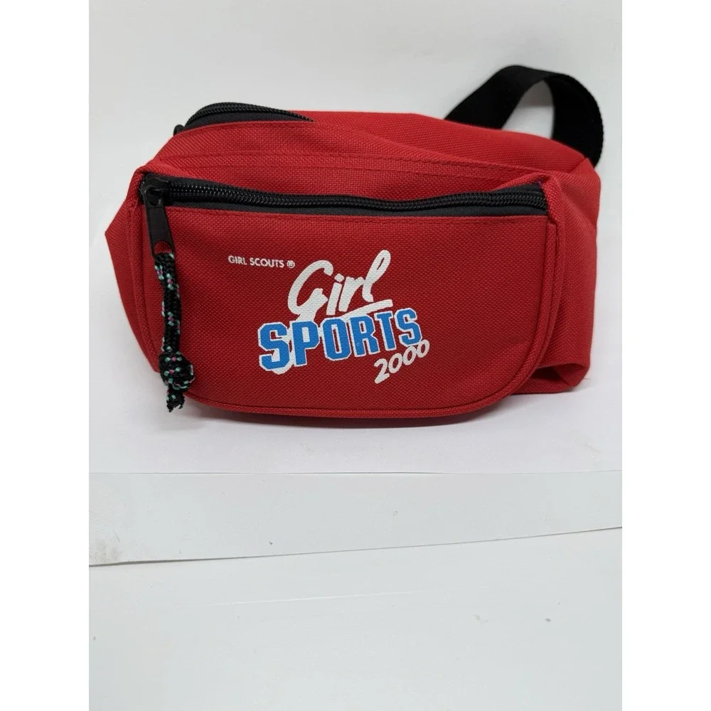 Girl Scouts Sports 2000 Fanny Pack Red Zip Bag 12x8 Adj Waist Vintage